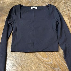 Aritzia Black Long-Sleeve Square-Neck Crop Top